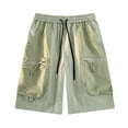 thumbnail image 4 of Kmdttou Men's Hiking Cargo Shorts 9" Lightweight Summer Casual Solid Color Portable Fashion Pockets Drawstring Elastic Waist Zipper Comfortable Shorts Cargo Pant (Available in Plus Size), 4 of 5