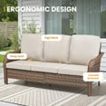 thumbnail image 3 of PARKWELL 4-Piece Outdoor Wicker Patio Furniture Set with Propane Fire Pit Table, Sofa, 360 Swivel Glider Chairs, All Weather Rattan Conversation Seating for Deck Garden Backyard, Beige, 3 of 13
