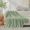 thumbnail image 4 of Snuggle Sac Waffle Knit Throw Blanket Reversible Textured Blanket Fuzzy Microfiber Throw,Green,50*60", 4 of 5