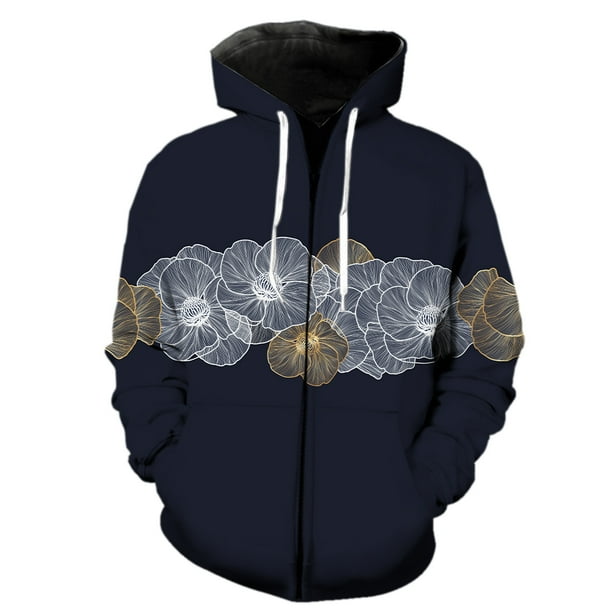 Sudadera con capucha y cremallera para hombre con diseño de hojas de plantas tropicales, estampado 3D, estilo hip hop, moda para adolescentes, estilo Harajuku, sudaderas de manga larga, ropa de calle