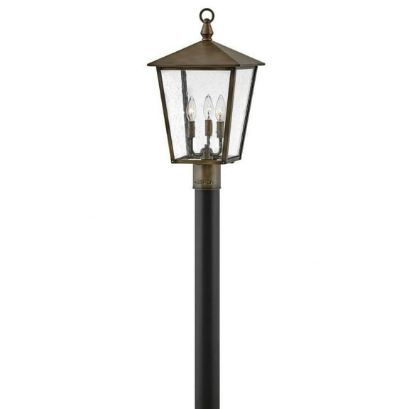 3 Light Medium Outdoor Post Top or Pier Mount Lantern in Traditional Style 11 inches Wide By 20.75 inches High-Burnished Bronze Finish Bailey Street