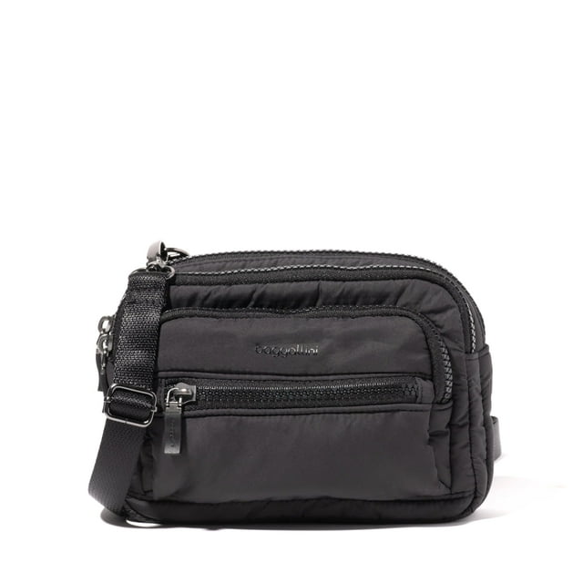 Baggallini Bolso bandolera pequeño con triple cremallera para mujer - Riñonera convertible de 8x6 pulgadas - Ligero resistente al agua