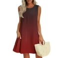 thumbnail image 2 of Tnhcen Women's Casual Sleeveless Ombre Printed Summer Dress, Side Ruffles Round Neck Stretchy Fabric, Plus Size S-2XL Lightweight Casual Day Dress, 2 of 7