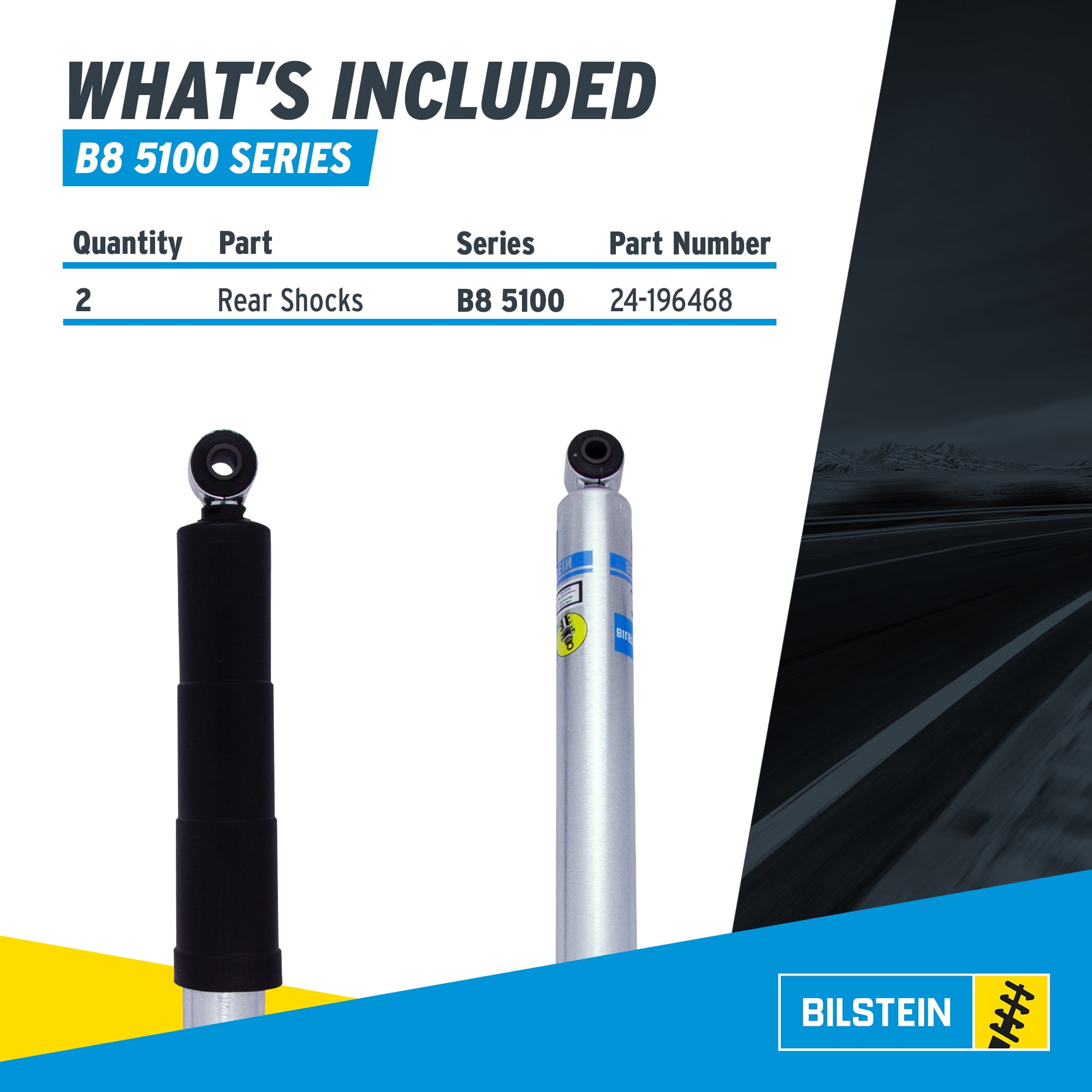 Bilstein Pair of Rear B8 5100 Series Shocks Compatible with 2011-2025 Silverado/Sierra 2500/3500 HD with 0-1" Rear Lift