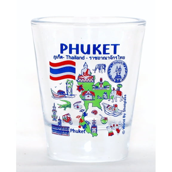 Phuket Thailand Landmarks and Icons Collage Shot Glass