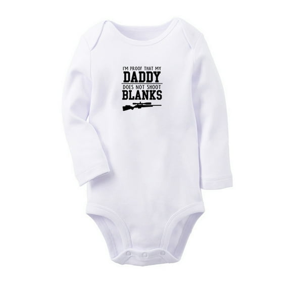 I'm Proof That My Daddy Does Not Shot Blanks Funny Rompers, Newborn Baby Unisex Bodysuits, Infant Jumpsuits, Toddler 0-12 Months Kids Long Sleeves Oufits (White, 6-12 Months)