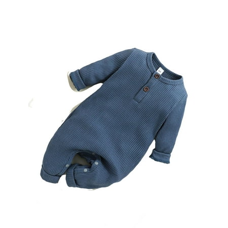 

Casual Plain Round Neck Sweatshirt Long Sleeve Blue Baby Jumpsuits (Baby s)