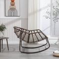thumbnail image 6 of IVV Outdoor Patio Rocking Chair, Oversized Rattan Wicker Recliner Rocker Chair with Comfy Cushion and Steel Frame, Modern Lounge Rocker for Front Porch Living Room Bedroom (Gray), 6 of 9
