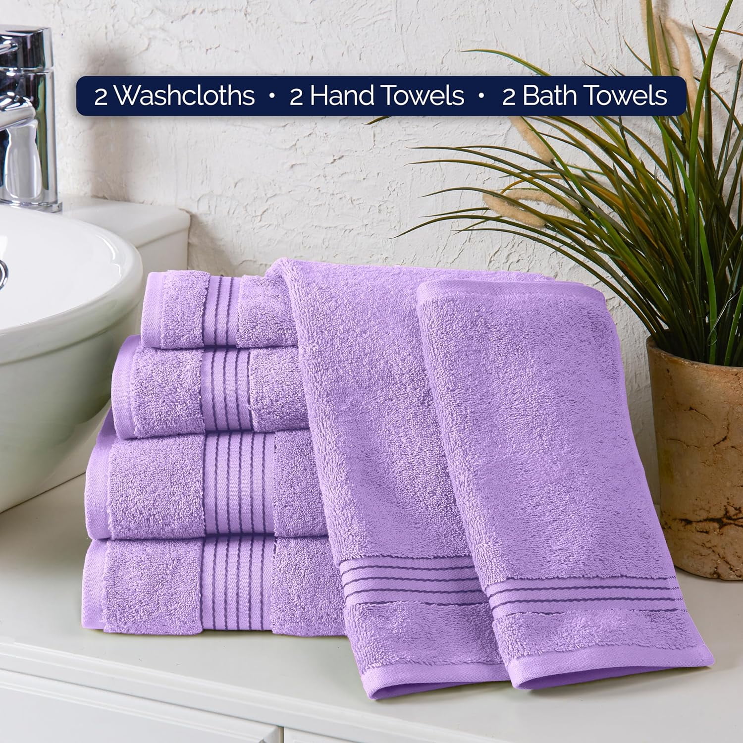 Cotton 100 % Highly Absorbent Shower Towels, Lilac