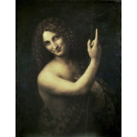 St John the Baptist 1513-16 Leonardo da Vinci (1452-1519 Italian) Oil on...