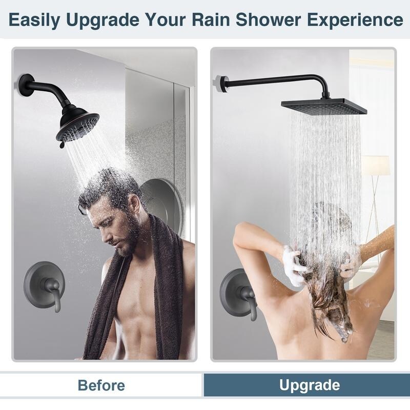 BRIGHT SHOWERS Rain Shower Head, High Pressure Waterfall Showerhead with Adjustable Angle Luxury Bathroom Overhead Shower 9 Inch Square - Oil-Rubbed