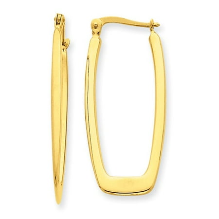 - 14k Yellow Gold Polished 2.25mm Rectangle Hoop Earrings