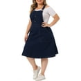 thumbnail image 4 of Agnes Orinda Women's Plus Size Overall Dresses Button Up Adjustable Strap Denim Midi Dress, 4 of 5