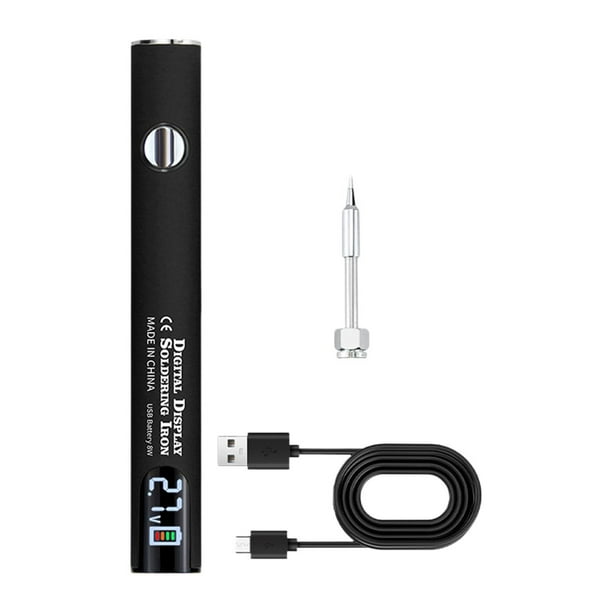 Juego de soldador inalámbrico portátil con carga USB para dispositivos de calentamiento electrónicos Conjunto negro
