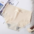 thumbnail image 2 of KHONTS Cotton Panties for Women Fashion High Waist Lace Trim Underwear Solid Color Comfy Pant Breathable Pants Beige XL, 2 of 3