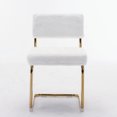 thumbnail image 2 of Modern Dining Chairs set of 2, Accent Armless Kitchen Chairs with Backrest and Arch Leg, Upholstered Fake Fur Fabric Side Chairs for Kitchen, Living Room, Dining Room, White, 2 of 9