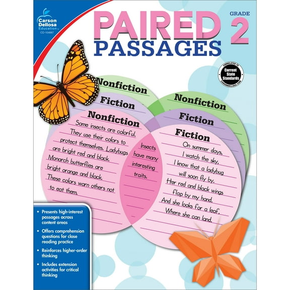 Carson Dellosa Paired Passages Workbook (96 pages) Grade 2
