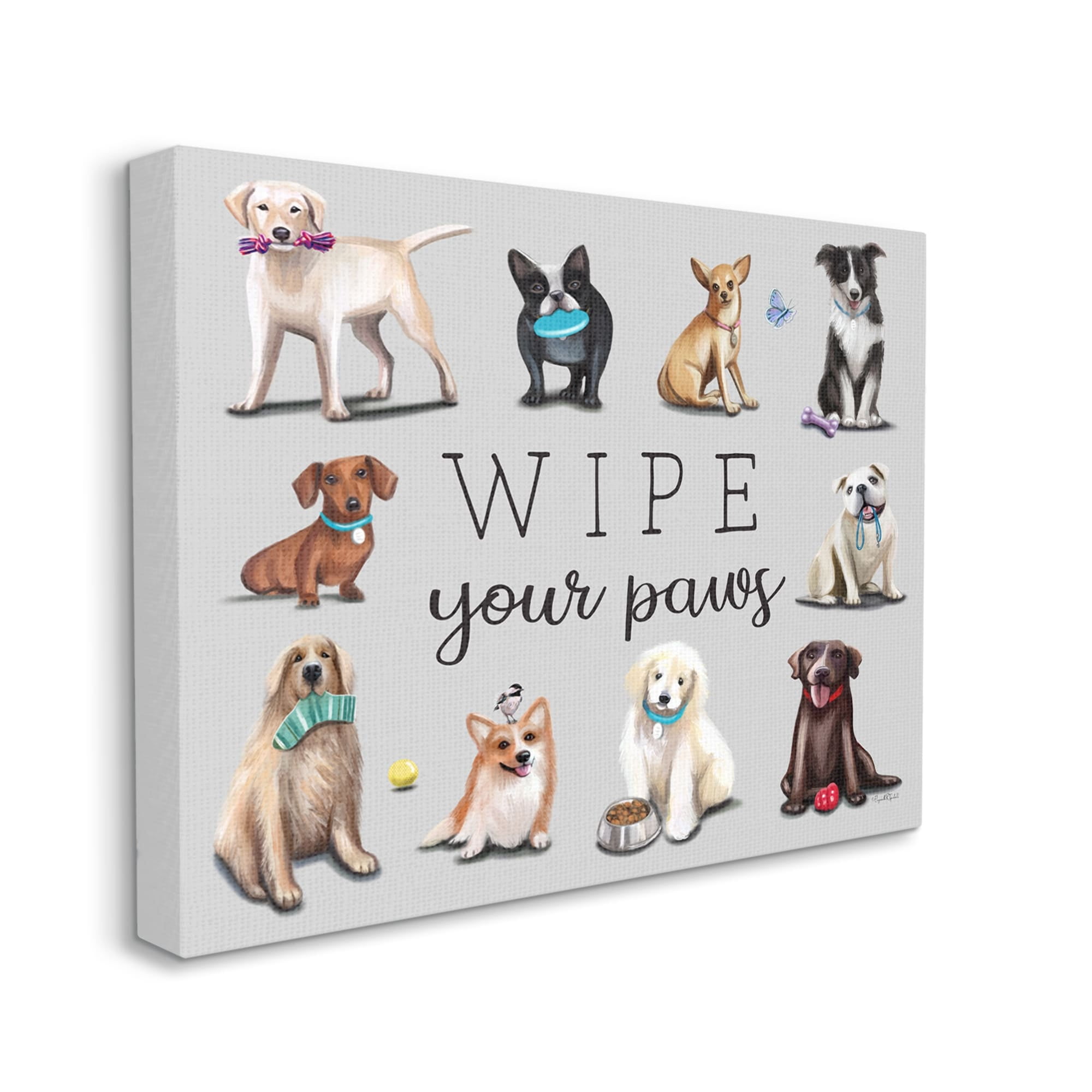 Stupell Wipe Your Paws Pet Dog Phrase Animals & Insects Painting Gallery Wrapped Canvas Print Wall Art