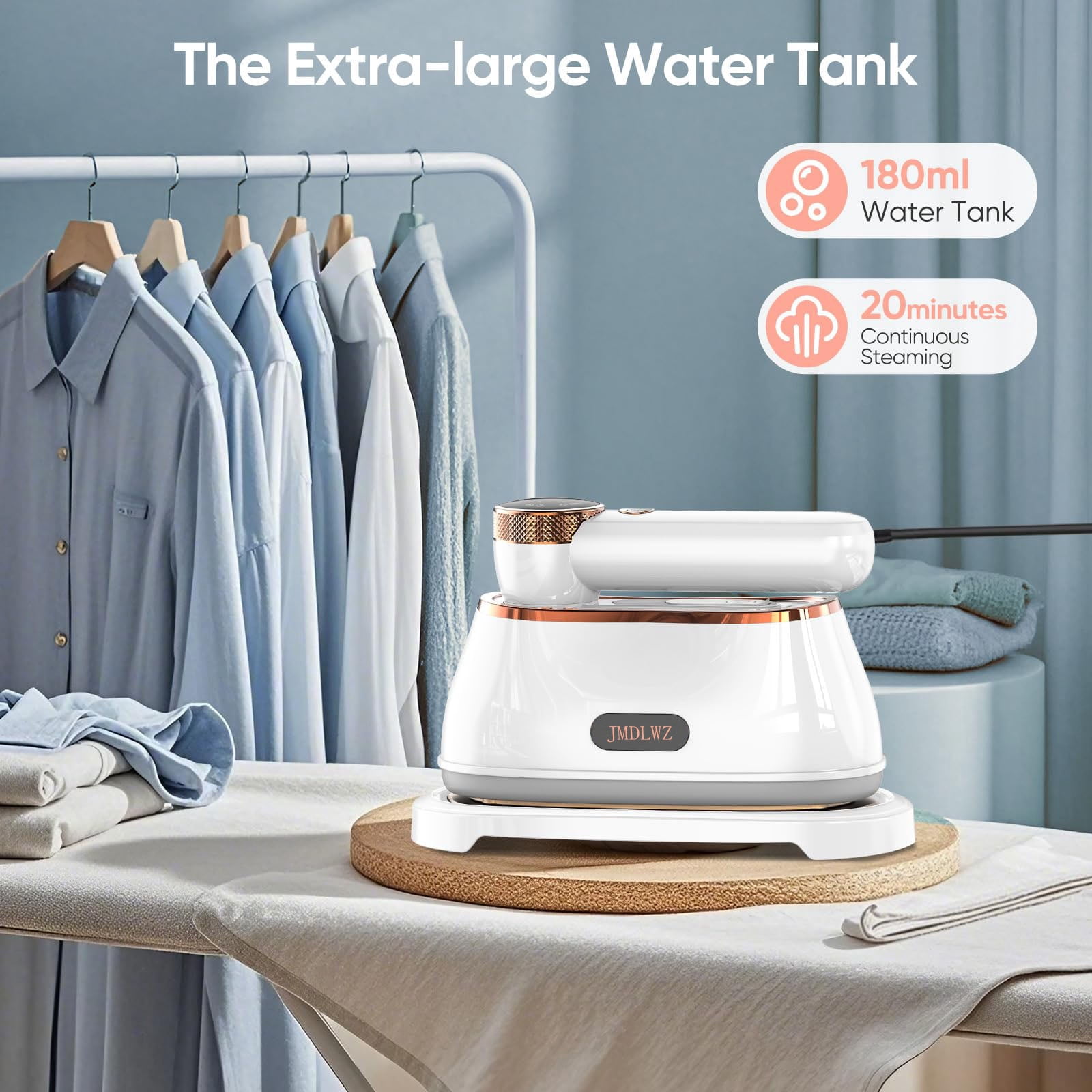 Travel Steamer Iron for Clothes Mini - Portable Ironing Machine Travel Small Size Portable Steamer Travel College Dorm Home Essentials Steamer for Clothes(White)