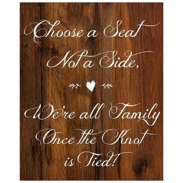 2 City Geese Choose A Seat Sign for Wedding Ceremony | Rustic Wood Look On Linen Textured Thick Cardstock Paper | Wedding Decoration