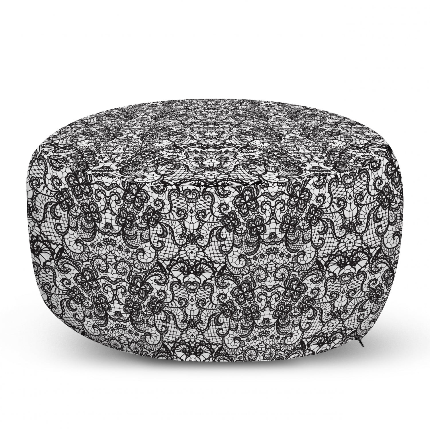 Decorative Soft Foot Rest with Removable Cover Living Room and Bedroom Ambesonne Gothic Ottoman Pouf Black White Classical Bridal Composition Vintage Spring Motifs Victorian Wedding Inspirations