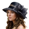thumbnail image 3 of Beach Hats for Women Women Bridal Tea Party Wide Brim Summer Sun Hat Elegant Black M, 3 of 5