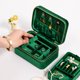 thumbnail image 4 of Joyero de terciopelo de felpa, organizador de joyas de viaje compacto, joyero pequeño para mujer, caja de almacenamiento de joyería portátil con cremallera y espejo para viajes y uso diario, Esmerald, 4 of 5