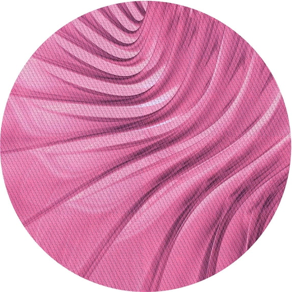 Ahgly Company Machine Washable Indoor Round Transitional Deep Pink Area Rugs, 4' Round