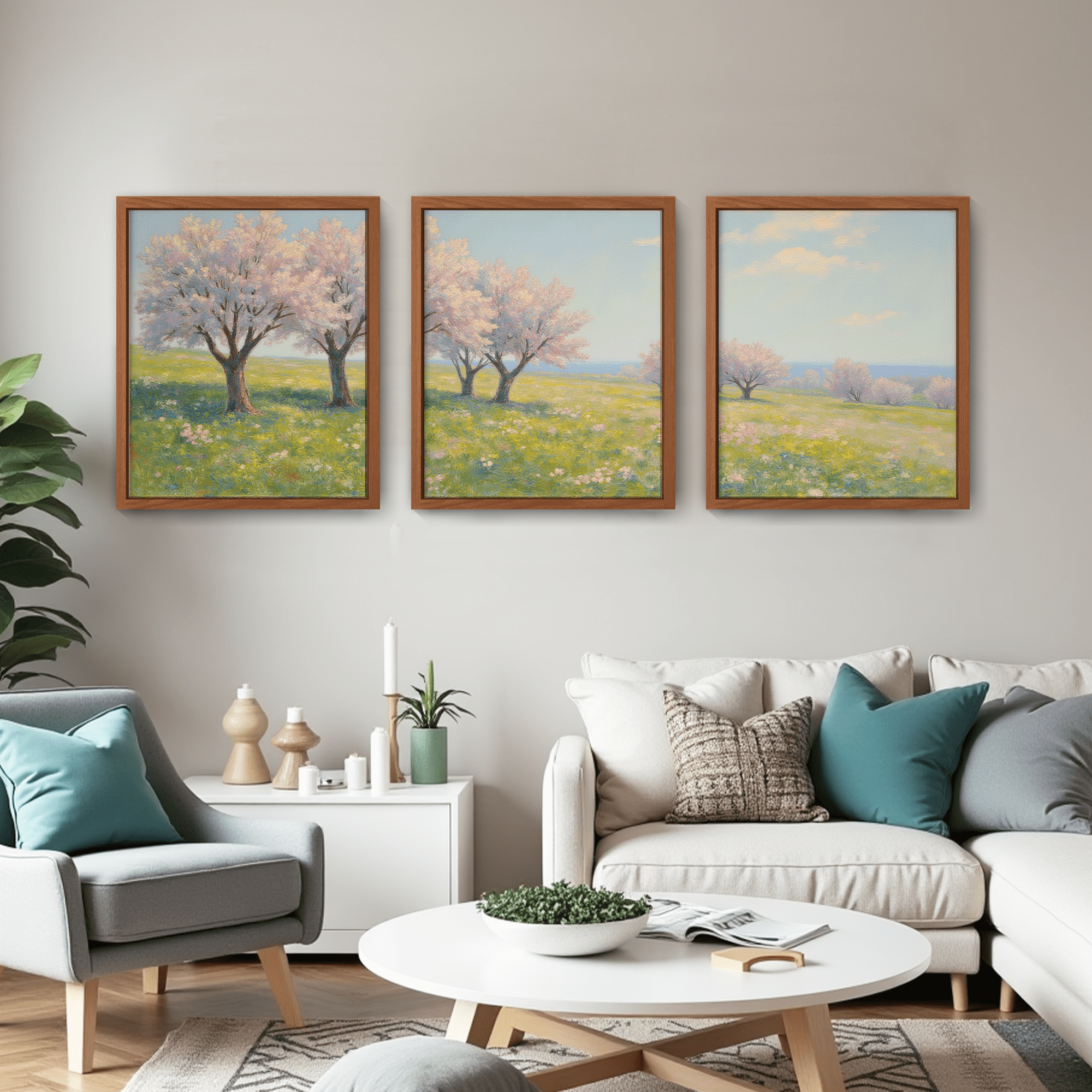 MAYEERTY Modern Abstract Wall Art Painting, Living Room Decor, Brown MDF Frame, 15.7"x11.8"