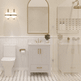 thumbnail image 5 of Ayna Decors Rooh 24" Solid Wood Bathroom Vanity with Sink – White, 3 Pre-Drilled Faucet Holes, 2 Soft-Close Doors, 1 Full-Extension Drawer, Brushed Gold Handles, 5 of 8