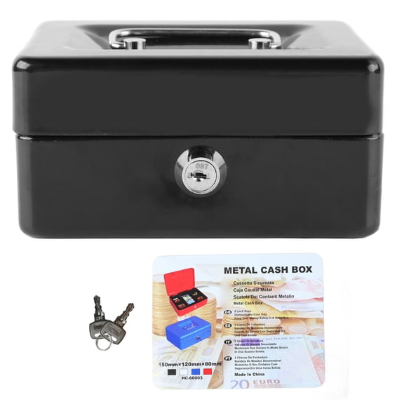 LAZIOEGR Compact Metal Cash Box with Dual-Key Lock – Portable Safe for Money, Documents, and Small Valuables