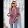 thumbnail image 4 of Sudadera con Capucha de Punto Acanalado Suave para Mujer, Camisetas de Larga, Blusas Ligeras y Acogedoras para Otoño. Rojo M, 4 of 10
