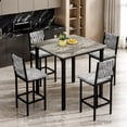 thumbnail image 4 of MIERES Wooden Kitchen Table and Chairs Set for 4, 36 Inch Dining Room Set for 4 with 4 Velvet High Back Support Chairs for Small Spaces, Gray, 4 of 7