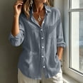 thumbnail image 2 of VBVC Women's Cotton-Linen Button Down Shirt , Ladies' Lightweight Long Sleeve Blouse , Casual Collared Tunic For Women,Gray,S-2XL, 2 of 10