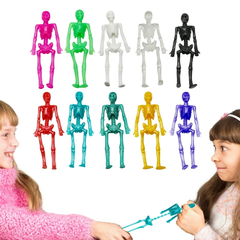 10pcs Halloween Stretchy Toys Novelty Stretchy Skeleton Toys Trick
