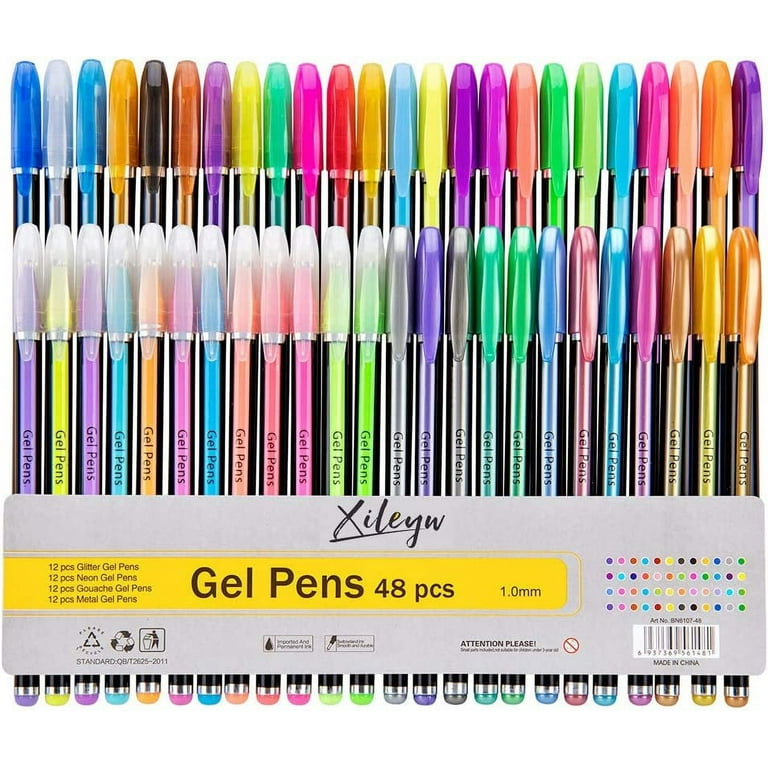 Glitter Gel Pens for Adult Coloring Books 200 Pack Artist Supplies Colored  Neon