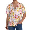 thumbnail image 3 of Wukai Colorful Floral Men's Casual Short-Sleeve Button Down Shirt - Lightweight Summer Dress Shirt for Daily Wear-Large, 3 of 7