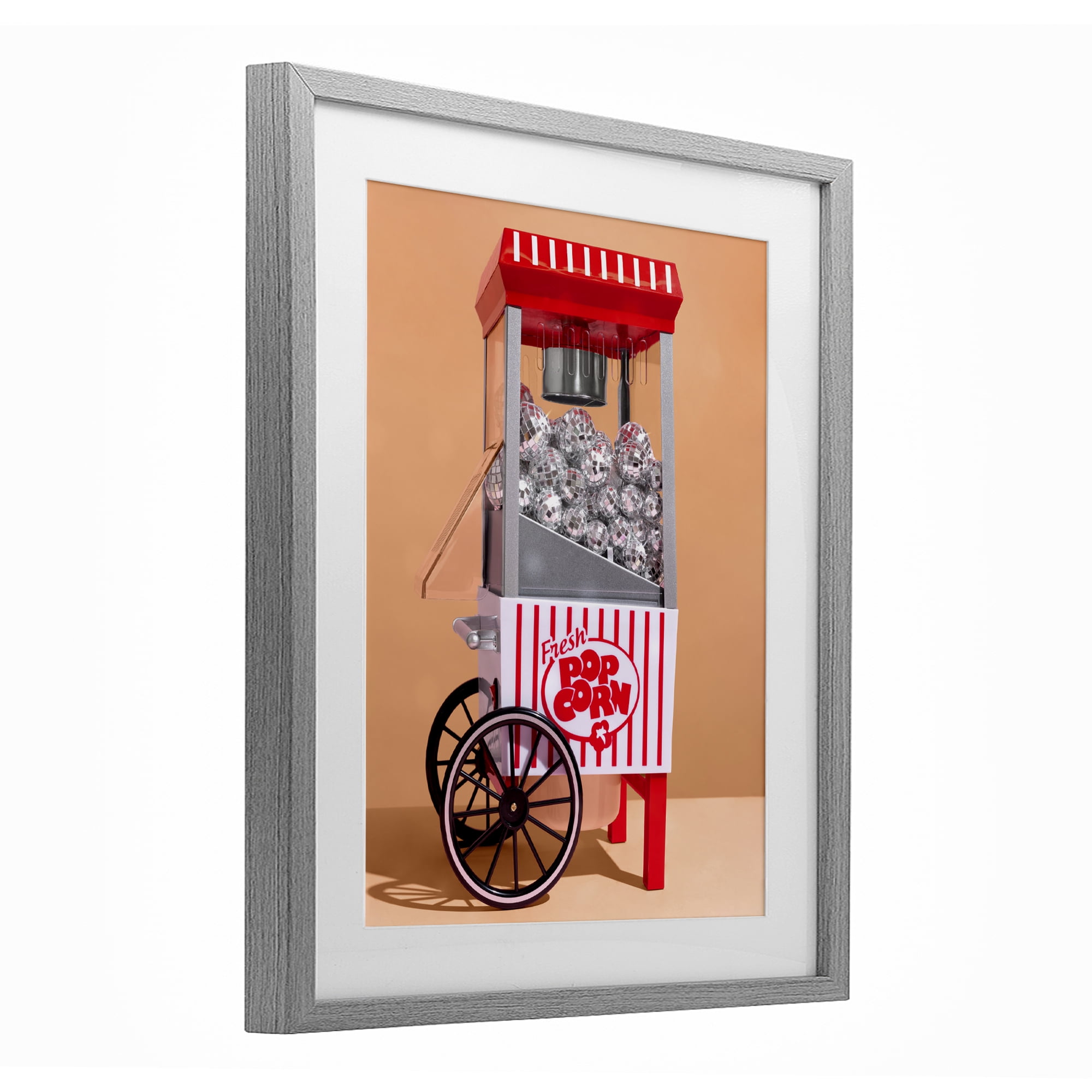 Stupell Industries Retro Disco Popcorn Machine Gray Framed Print Under Glass, design by LISH Creative