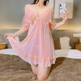 thumbnail image 3 of HomeGardon Nightgowns for Women,Summer Dresses Fashion Women's Solid Lace Round-Neck B andage Backless Short Sleepshirts, 3 of 3