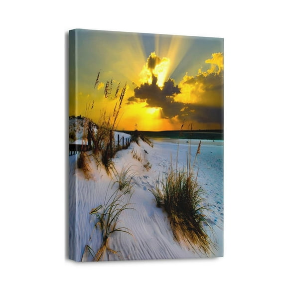 Améliorez Votre Espace avec la Peinture de Paysage Marin de Plage sur Toile 12x16 Pouces. Art Mural Charmant Prêt à Accrocher dans Votre Salon, Chambre, Bureau. une Touche Rafraîchissante à la Décoration Intérieure!