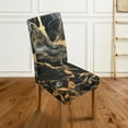 thumbnail image 3 of Xoenoiee Black Golden Marble Print Dining Chair Covers Stretch Chair Slipcovers Anti-Slip Covers for Dining Chair Removable Washable Parsons Kitchen Chair Covers, 1 Pack, 3 of 7