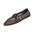 thumbnail image 2 of HTHLVMD Lightweight Slip‑On Flats, Pointed Toe Mesh Mary Jane Flats, Mesh Ballet Flats for Women Buckle Strap Comfy Casual Office Fishnet Ballerina Flat Shoes, Black 5.5, 2 of 6
