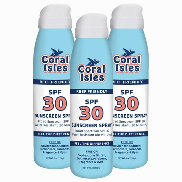 Spray de protección solar Coral Isles SPF 30, 177 ml, paquete de 3
