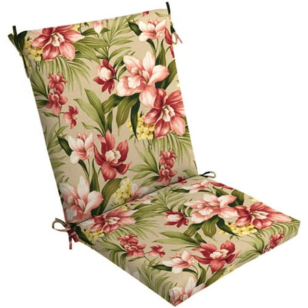 Mainstays Floral Outdoor Seat Pad Chair Cushion, Multicolor, 17 x 15.5 