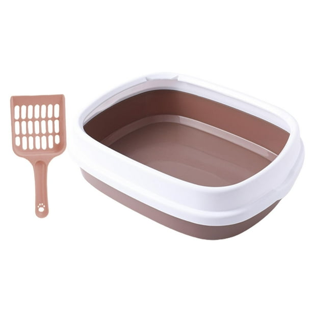 Caja de arena semiabierta, orinal portátil desmontable con inodoro para gatos Marrón
