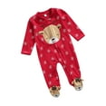 thumbnail image 2 of Qiylii Baby Christmas Romper, Snowflake Deer Embroidery V-Neck Long Sleeve Jumpsuit, 2 of 7