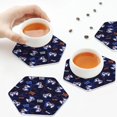 thumbnail image 3 of KLL Drink Coasters Set Hexagon of 4,PU Leather Absorbent Coasters Set Decorative Coffee Cup Coasters Housewarming Gift for Home Decor-Game Pads, 3 of 5