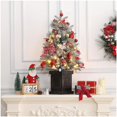 thumbnail image 1 of 3 ft artificial christmas tree con square base, 78 LED lights, red berry decorations - easy install para holidays, 1 of 6