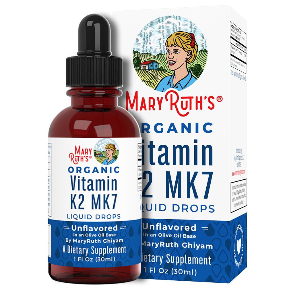 Organic Vitamin K2 (MK7) Liquid Drops by MaryRuth's NonGMO Vegan, Soft
