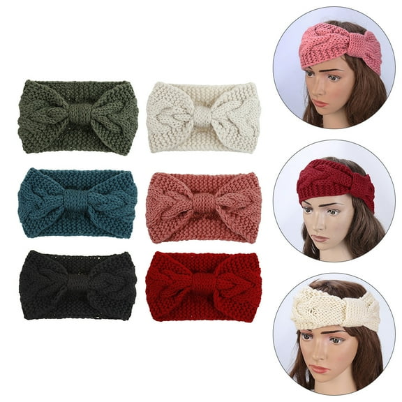 CRILSTYLEO 6Set Women Knitted Headband Acrylic Yarn Warmth Retention for Girls Daily Use